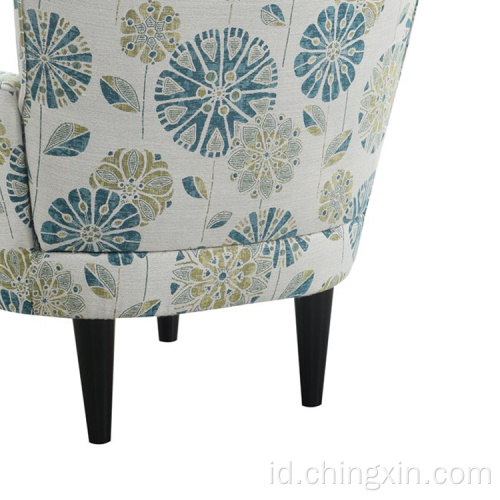 Kursi Lengan Multi Kain Teal Modern dengan Kaki Kayu Solid